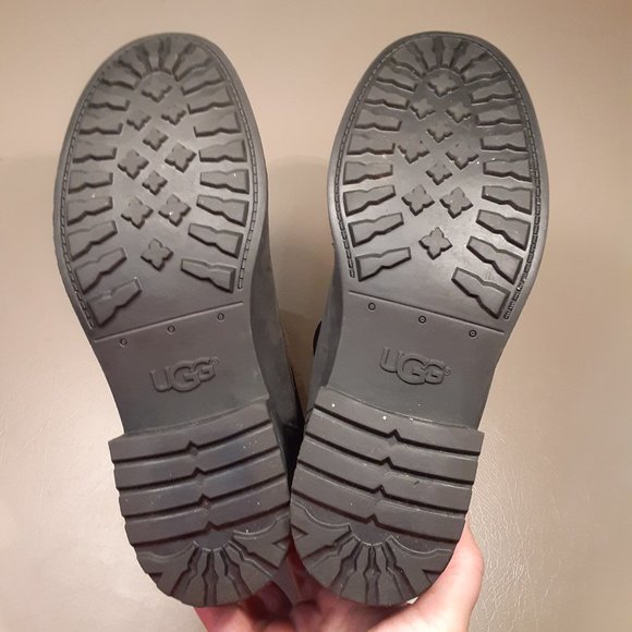 UGG women's 'Aldon' black leather & sheep wool lined moto motorcycle boots sz 10 - Picture 5 of 13